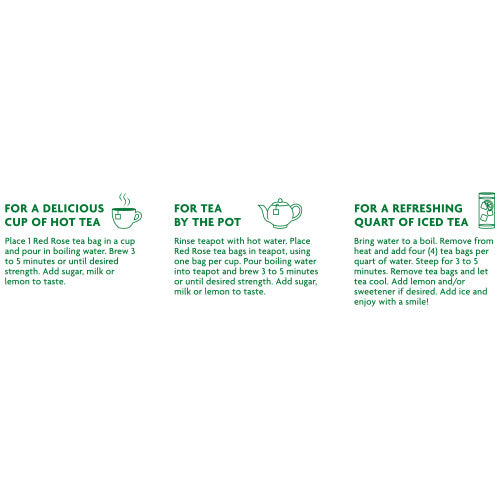 Red Rose Decaf Black Tea - 48ct - 6 pack Brewing Instructions