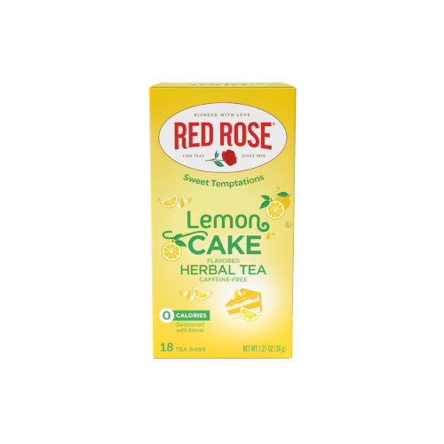 Box of Red Rose Lemon Cake Herbal Tea on a white background
