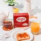 Red Rose English Breakfast Tea at a breakfast table