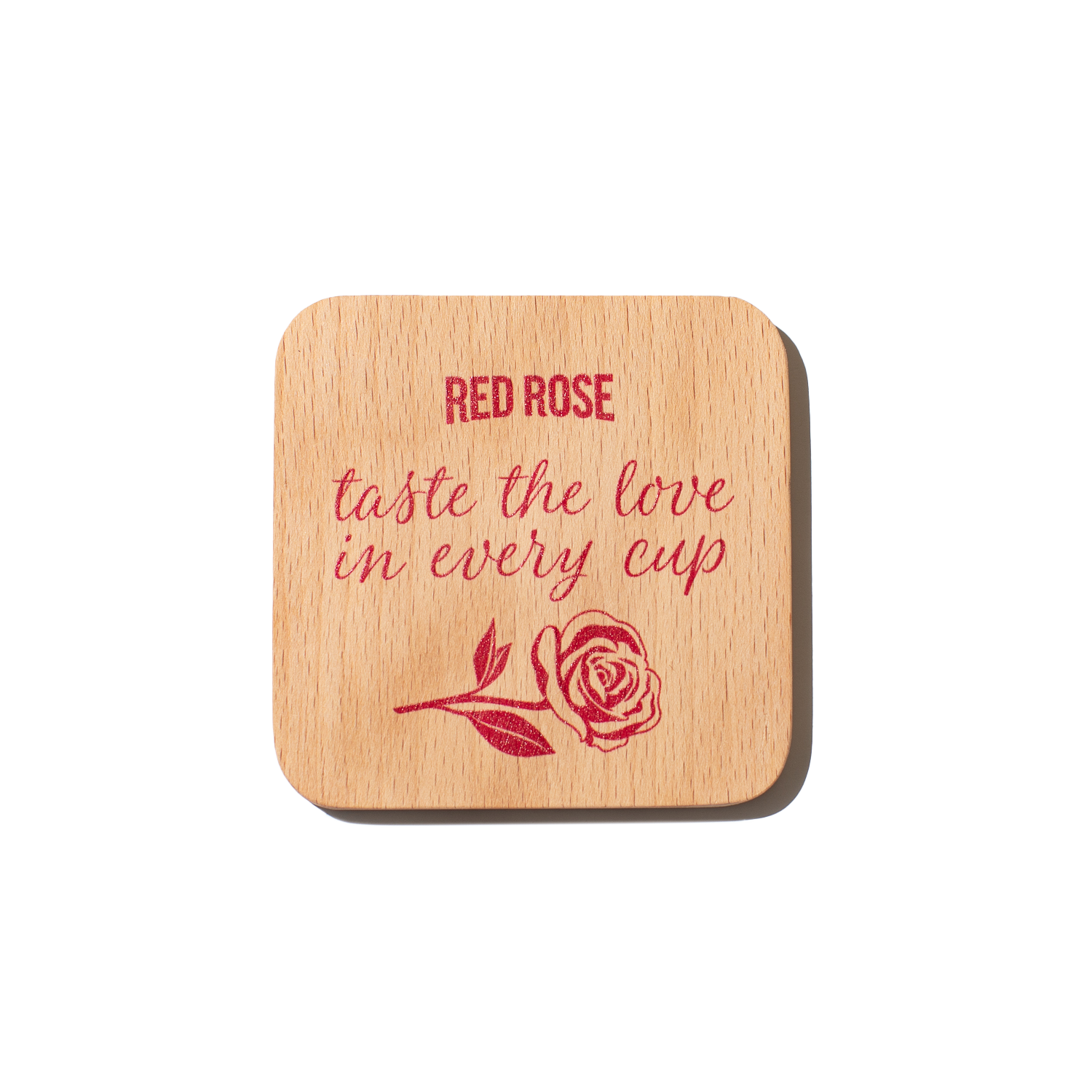 Red Rose "taste the love in every cup" coaster
