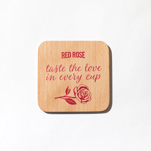Red Rose "taste the love in every cup" coaster