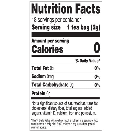 Red Rose Turmeric Orange Tea Nutrition Facts