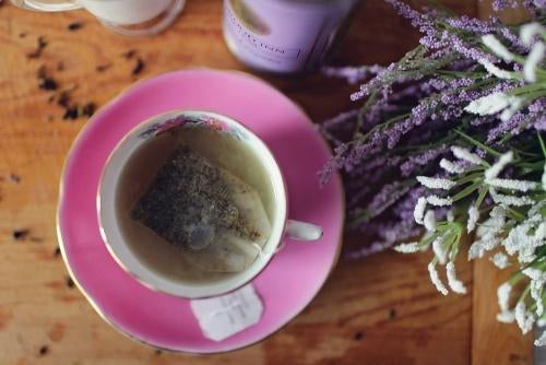 honey lavender tea on a saucer