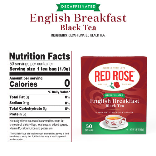 Red Rose Decaf English Breakfast Tea Ingredients and Nutrition Facts