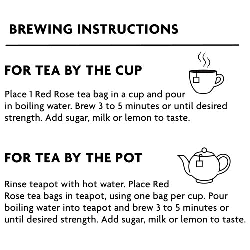 Red Rose Decaf English Breakfast Tea Brewing Instructions