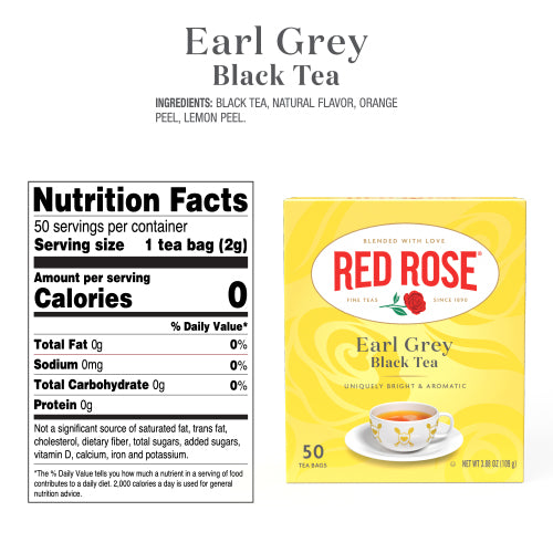 Red Rose Earl Grey Tea | 50 Tea Bags | Red Rose Tea
