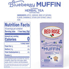 Red Rose Blueberry Muffin Herbal Tea box with nutrition facts on a white background