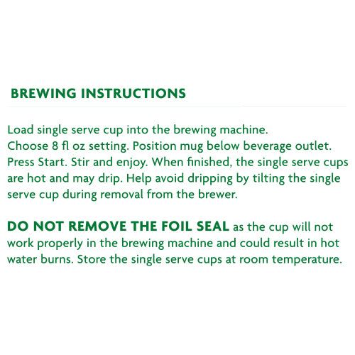 Text-based brewing instructions on a white background