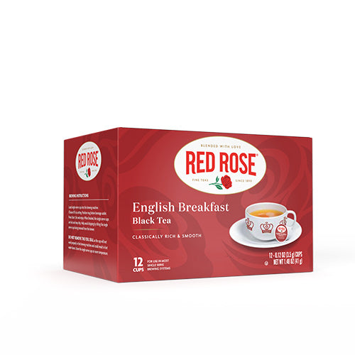 Red Rose English Breakfast Tea | 12 Single Serve Cups | Red Rose Tea