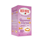 Box of Red Rose Bananas Foster flavored herbal tea on a white background
