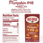 Red Rose Pumpkin Pie Herbal Tea package with nutrition facts on a white background