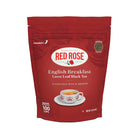Red Rose English Breakfast loose leaf black tea package on a white background