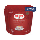 Red Rose English Breakfast Loose Leaf Black Tea packaging with '6 Pack' label on a white background