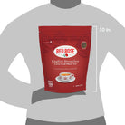 Red Rose English Breakfast tea package on a gray shirt with dimensions indicated.