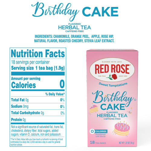 Red Rose Birthday Cake Tea - 18ct