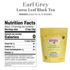 Nutrition facts label and package of Red Rose Earl Grey Loose Leaf Black Tea.