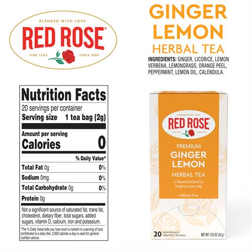 Red Rose Ginger Lemon Herbal Tea