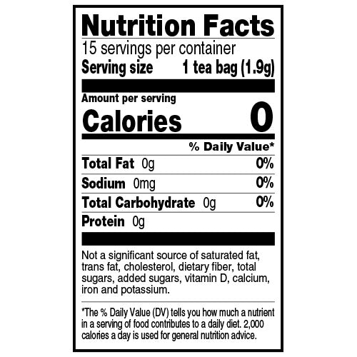 Red Rose "Let It Go" Honey Lavender Herbal Tea Nutrition Facts