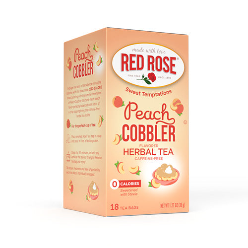 Red Rose Sweet Temptations Peach Cobbler Tea. Zero calorie tea