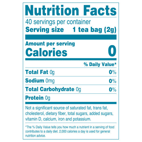 Red Rose Mellow Tea Nutrition Facts